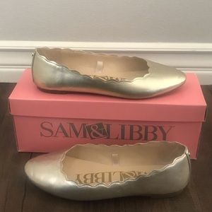 Sam & Libby Gold Capri Scalloped Ballet Flat 8.5